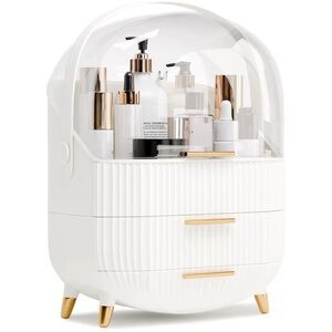 Makeup Vanity Organizer Luxury White with Gold accent